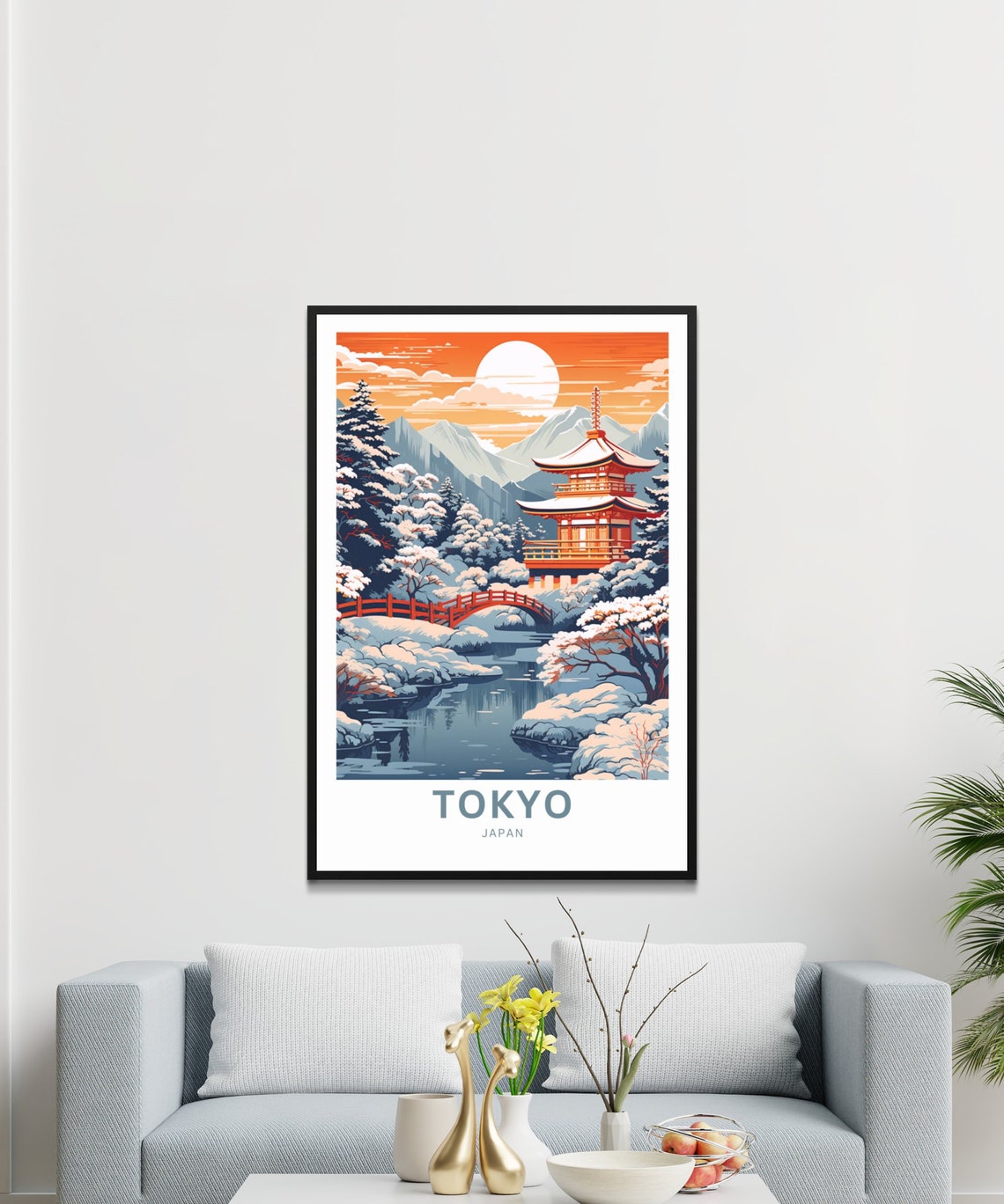 Tokyo Japan Winter Temple Snow Personalized Travel Wall Poster - Image 3