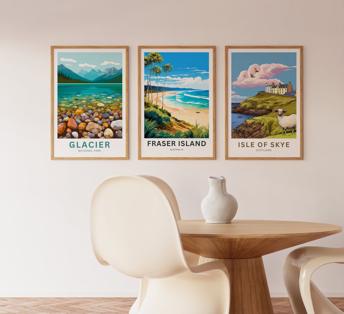 Fraser Island Australia Beach Palms Dunes Surf Waves Travel Poster - Image 3