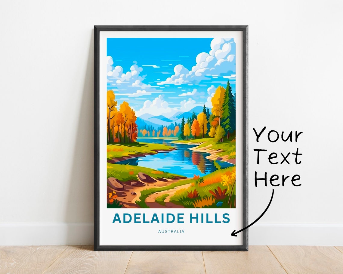 Personalized Adelaide Hills Australia Autumn River Custom Text Poster