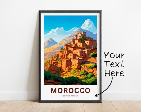 Personalized Morocco Travel Print Morocco Poster North Africa Wall Art Framed Present Gift North Africa Present