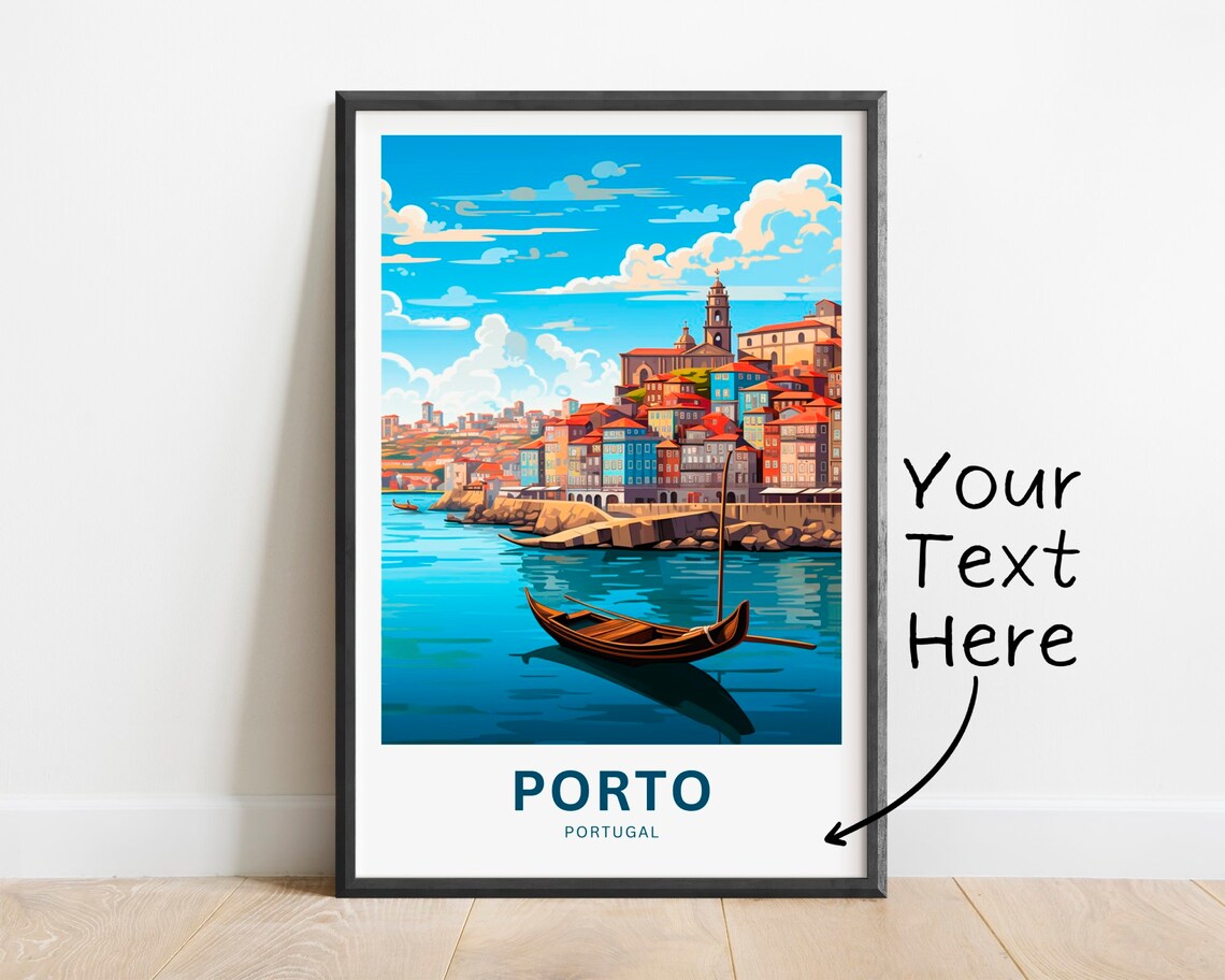 Porto Portugal Riverside Cityscape Boat Personalized Art Print