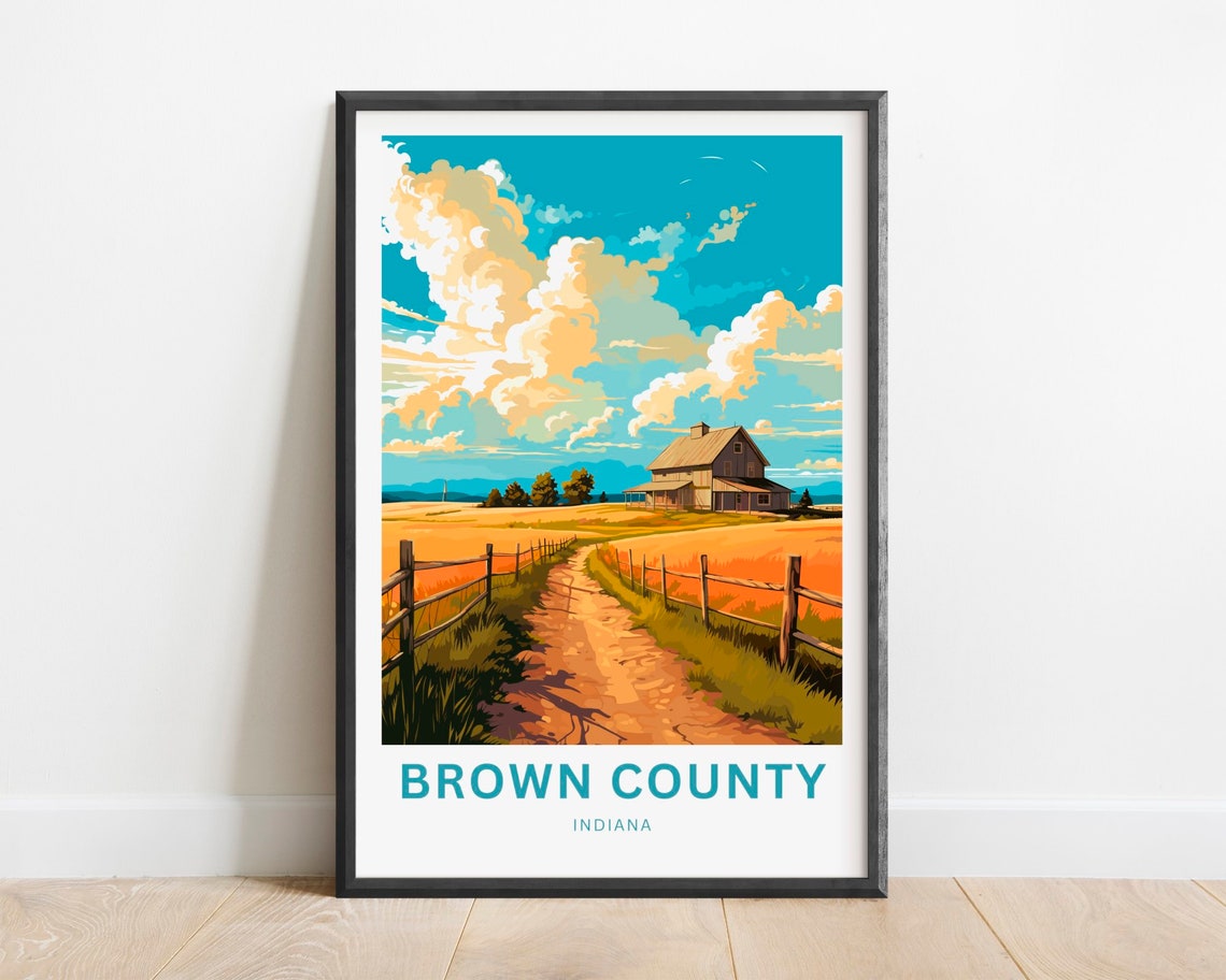 Brown County Indiana Barn Golden Wheat Field Dirt Path Poster