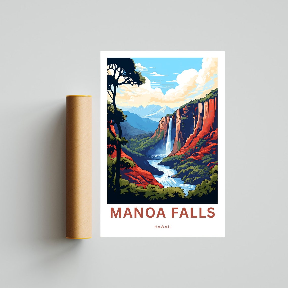 Personalized Manoa Falls Hawaii Waterfall Custom Tropical Poster - Image 4
