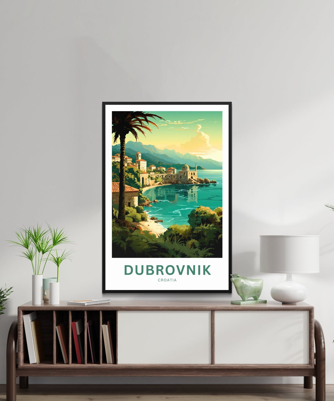 Dubrovnik Croatia Walled City Cliffside Harbor Personalized Poster - Image 2