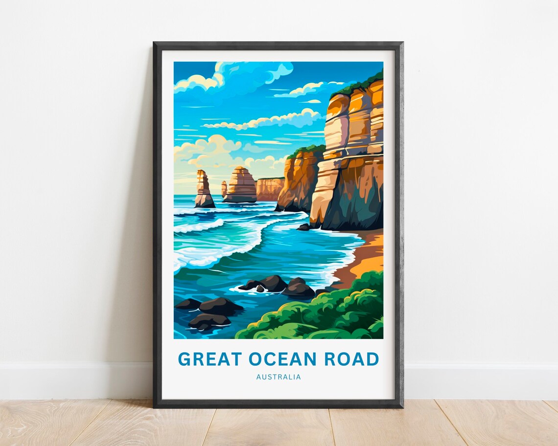 Great Ocean Road Australia Twelve Apostles Surf Travel Poster