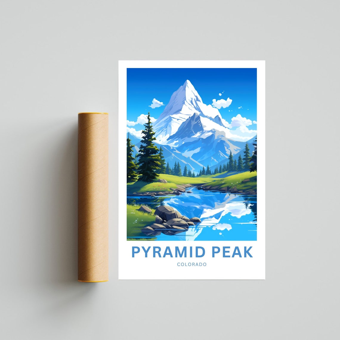 Pyramid Peak Colorado Alpine Lake Mirror Sharp Summit Travel Poster - Image 4