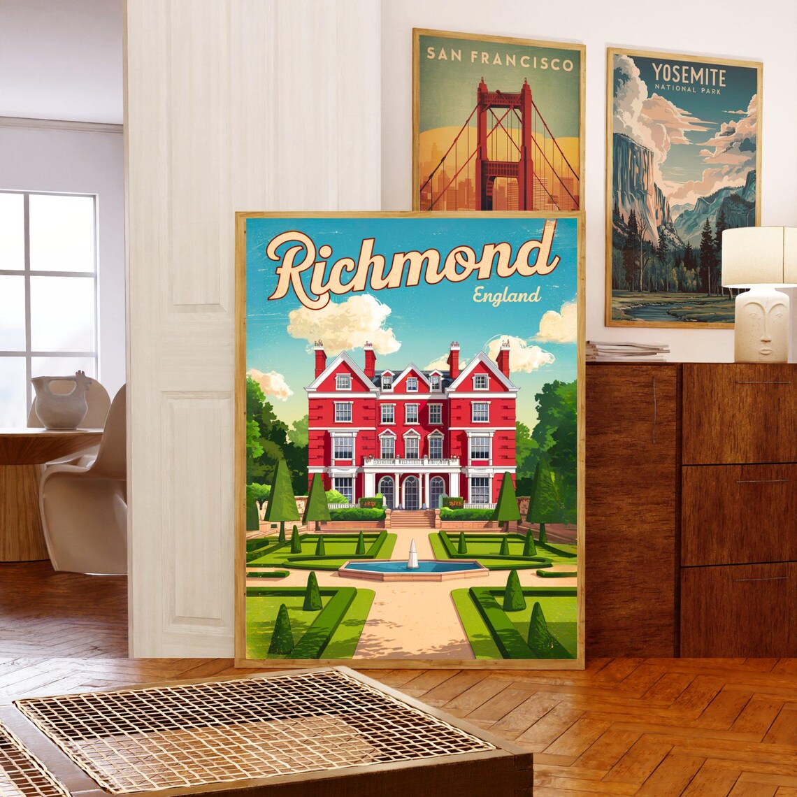 Richmond England Historic Red Brick Manor Garden Art Travel Poster - Image 5