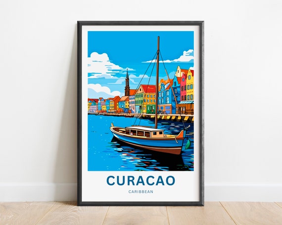 Curaao Travel Print Curacao Poster Caribbean Wall Art Framed Present Gift