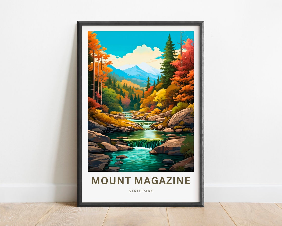 Mount Magazine State Park Colorful Fall Stream Travel Poster