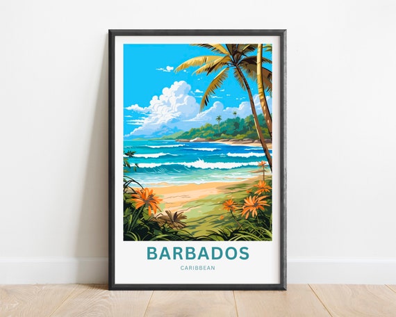 Barbados Travel Print Barbados Poster Caribbean Wall Art Framed Present Gift Caribbean Present