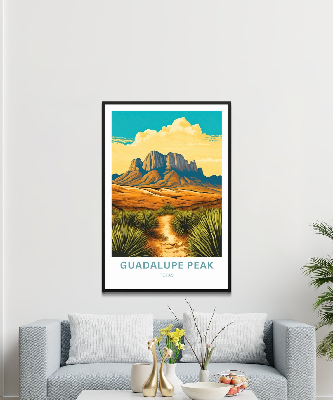 Guadalupe Peak Texas Golden Sunset Desert Trail Personalized Poster - Image 4