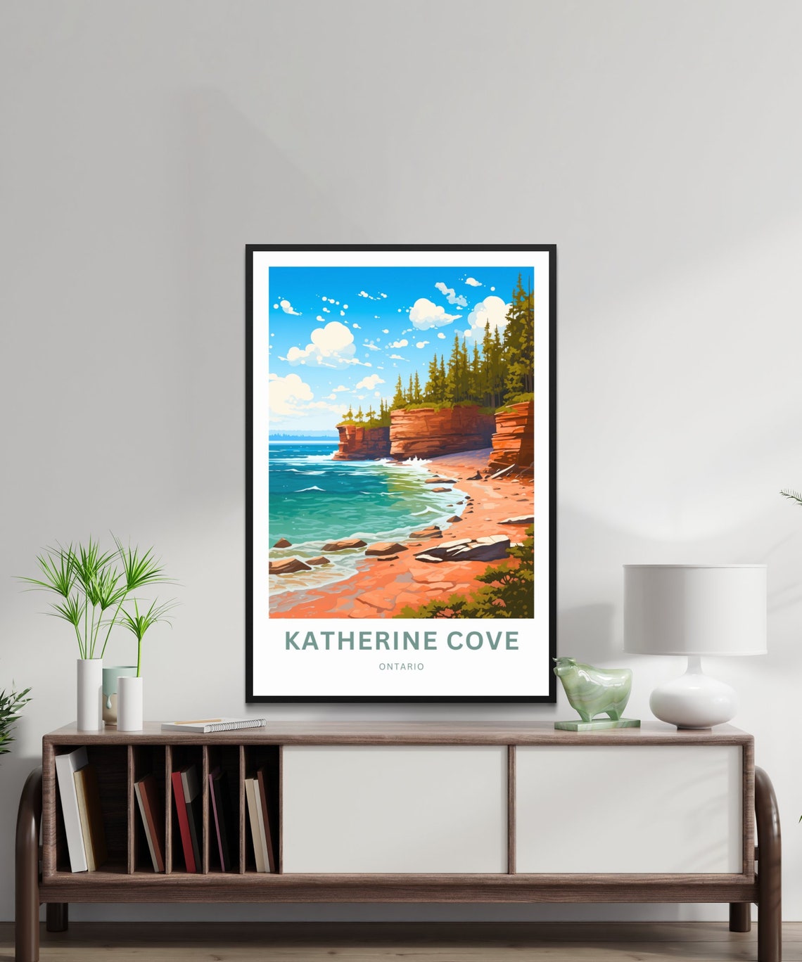 Katherine Cove Ontario Red Sandstone Cliff Coast Scene Poster - Image 2