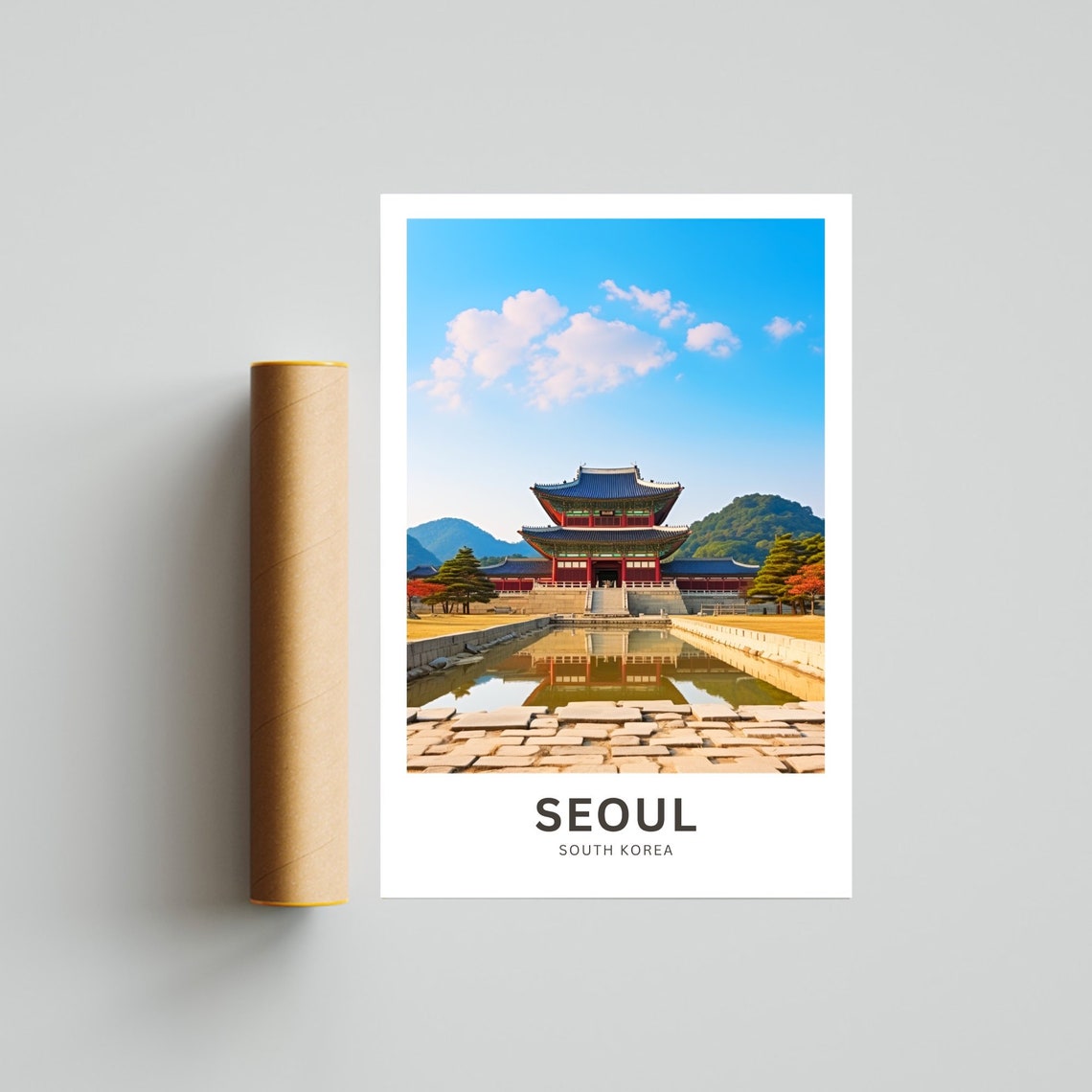 Personalized Seoul South Korea Palace Reflection Custom Travel Poster - Image 4