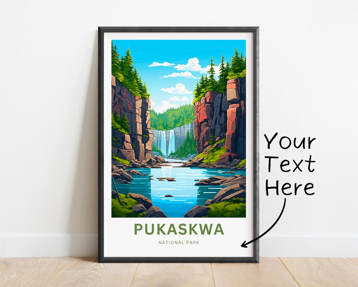 Personalized Pukaskwa National Park Waterfall Custom Text Poster