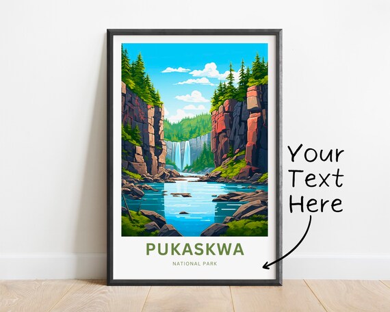 Personalized Pukaskwa National Park Waterfall Custom Text Poster
