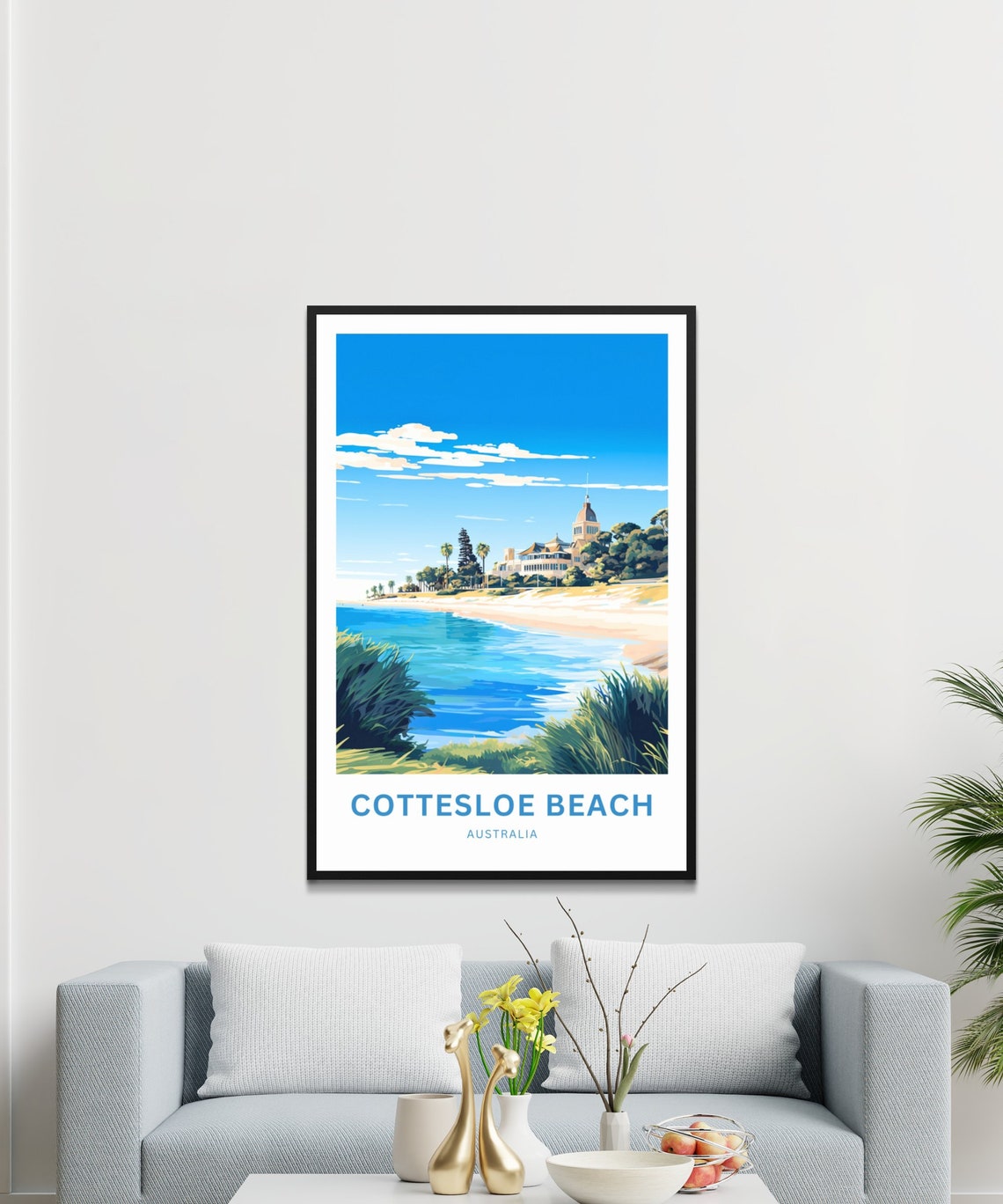 Cottesloe Beach Australia Shoreline Historic Personalized Poster - Image 2
