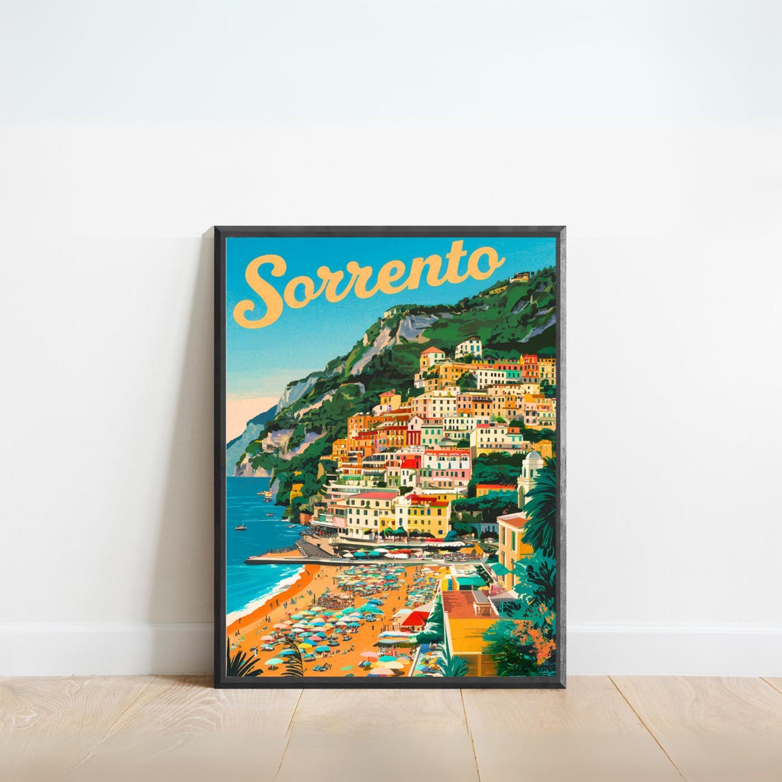 Sorrento Italy Seaside Cliffside Beach Town Coast Travel Poster