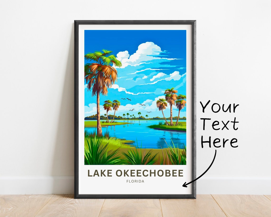 Lake Okeechobee Personalized Florida Palms Birds Custom Name Poster