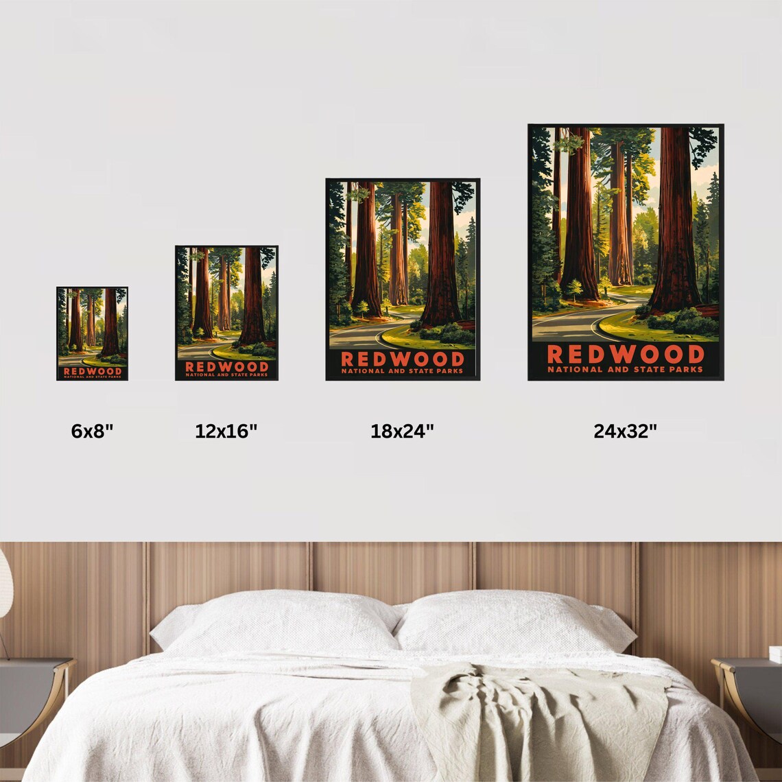 Redwood National and State Parks Giant Trees Winding Road Travel Poster - Image 4