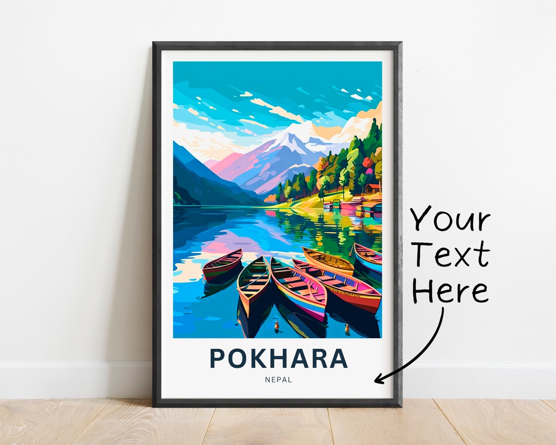 Pokhara Nepal Personalized Himalayan Lake Boats Travel Poster
