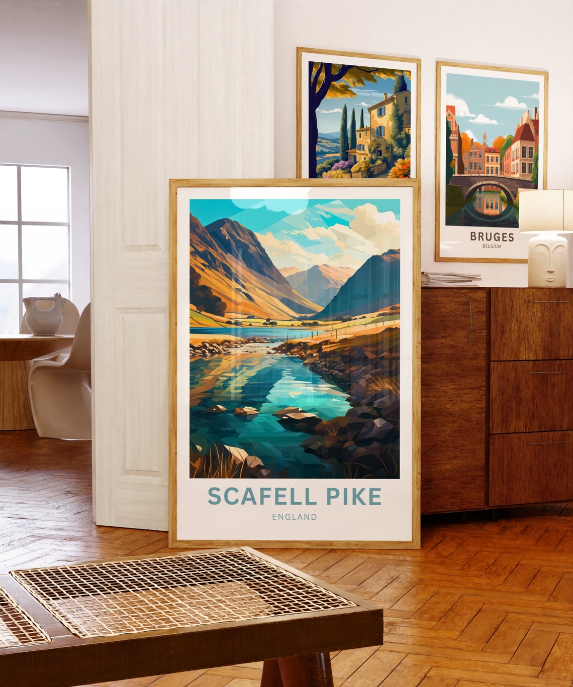 Scafell Pike England Custom Text Geometric Mountain Lake Travel Poster - Image 5