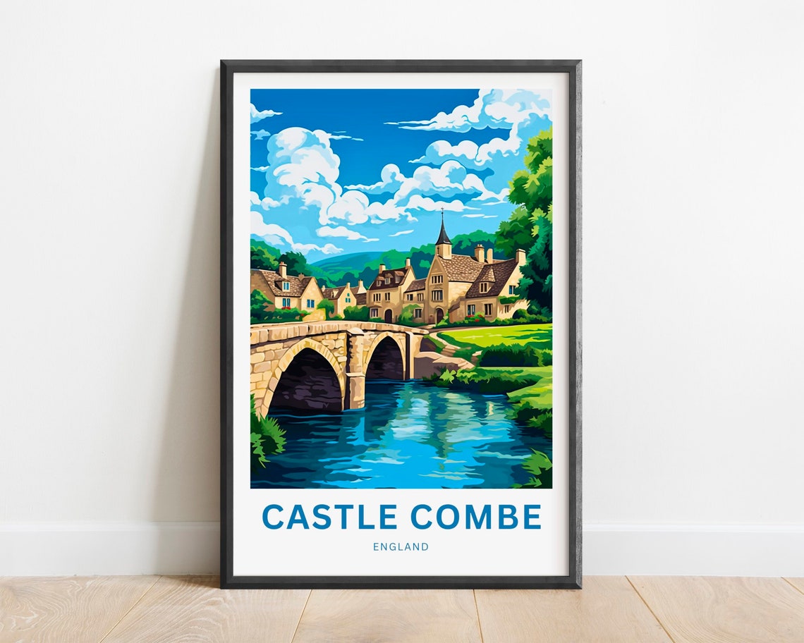 Castle Combe England Stone Bridge River Village Travel Poster