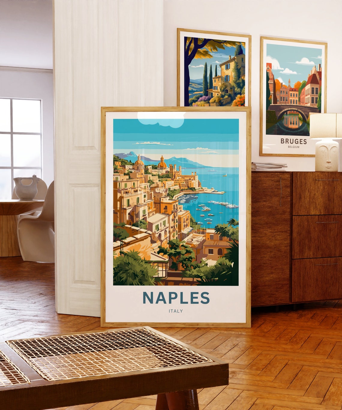 Naples Italy Coastal Old Town Customizable Bay Travel Poster - Image 5