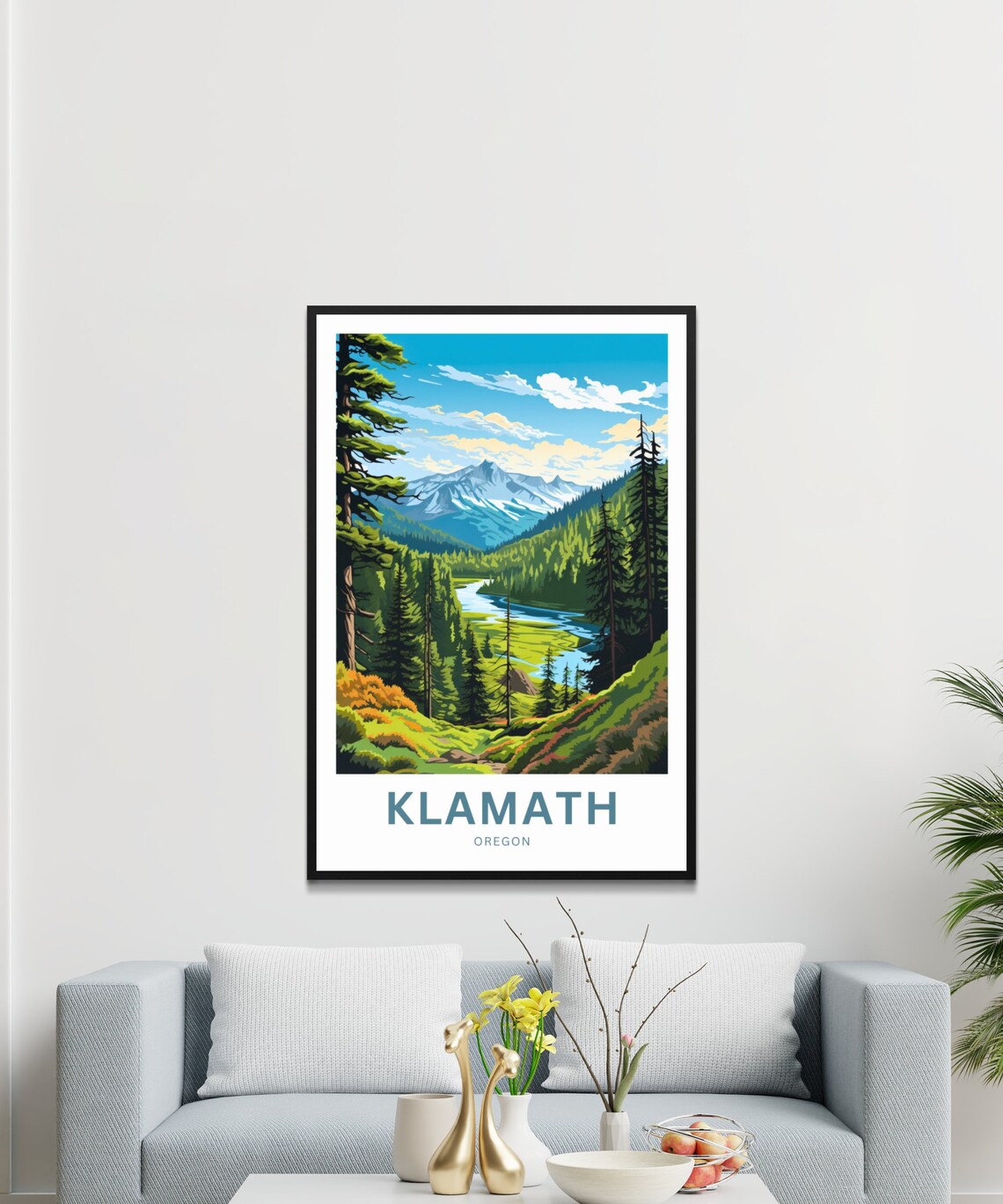 Klamath Oregon Forest River Valley Mountain Vintage Travel Poster - Image 3