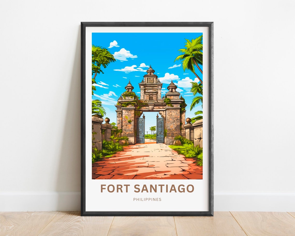 Fort Santiago Philippines Historic Stone Gate Red Path Travel Poster