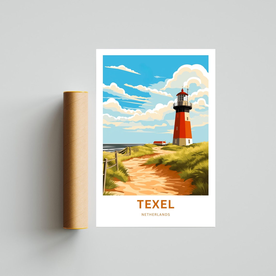 Texel Netherlands Lighthouse Coastal Dunes Custom Travel Poster - Image 4