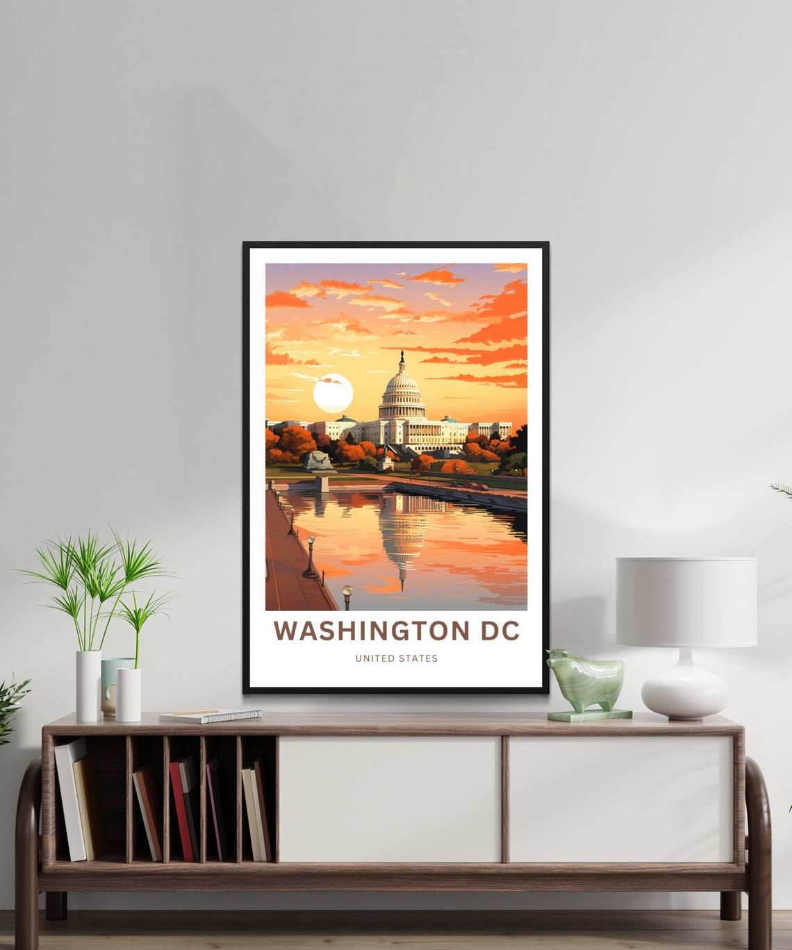 Washington DC US Capitol Sunset Reflection Pool Travel Poster - Image 2