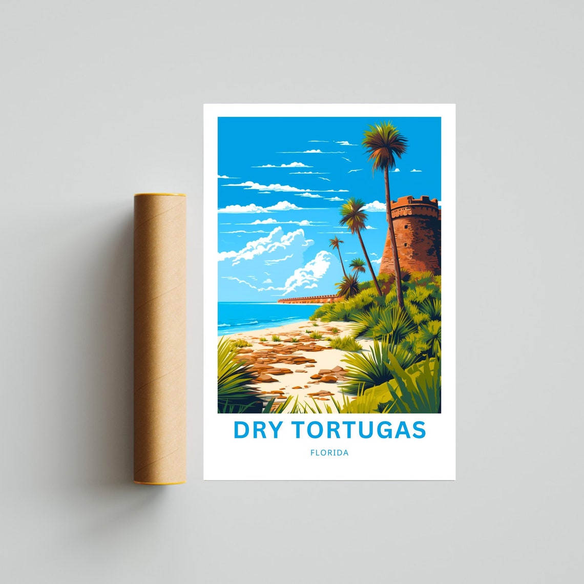 Dry Tortugas Florida Travel Poster Fort Jefferson Beach Island Art - Image 4