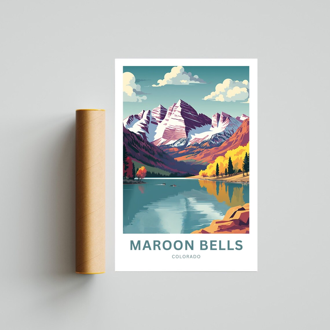 Personalized Maroon Bells Travel Poster, Colorado Art - Image 4