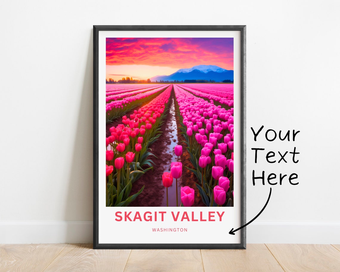 Skagit Valley Washington Tulip Field Personalized Sunset Poster
