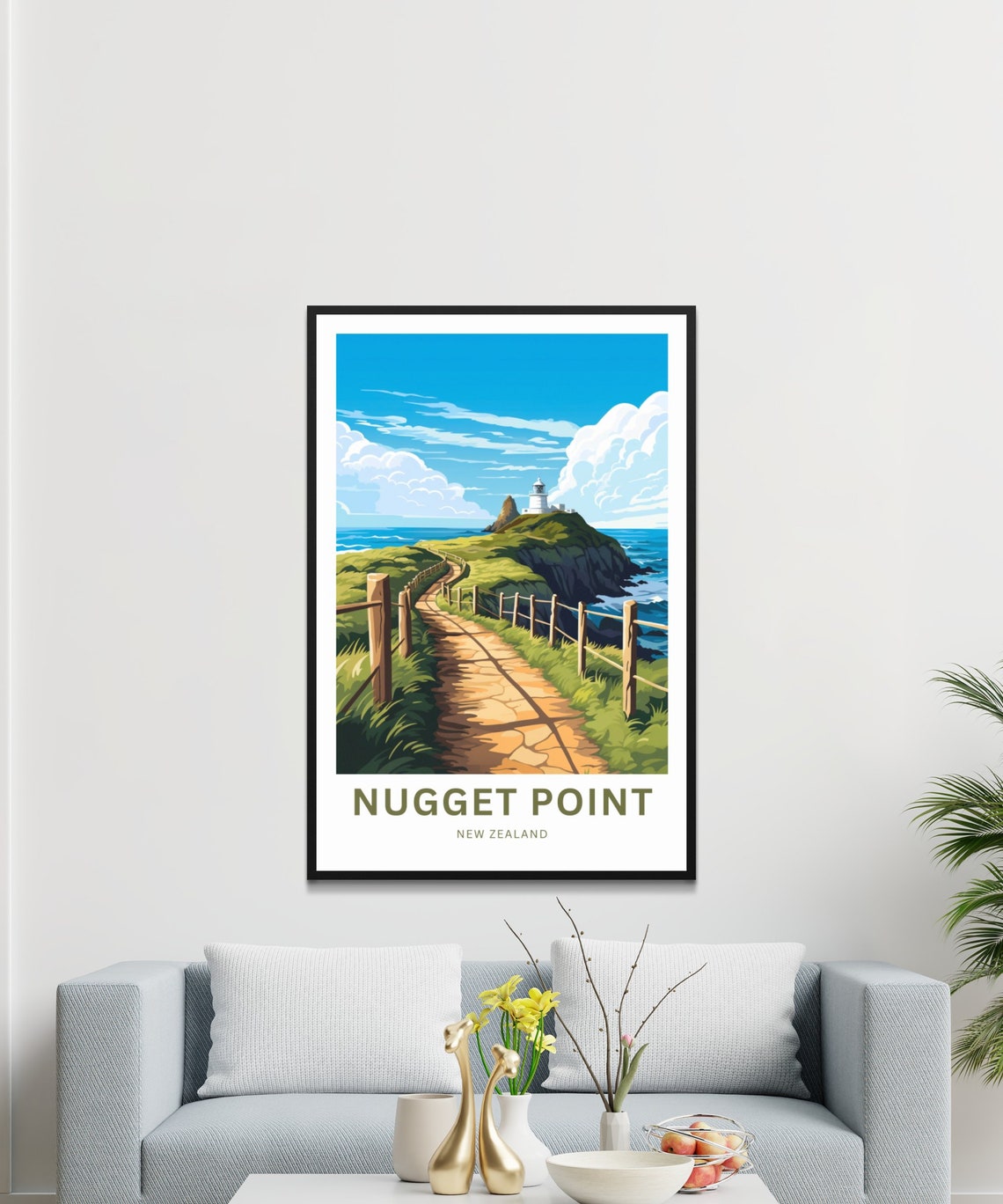 Personalized Nugget Point New Zealand Lighthouse Path Poster - Image 3