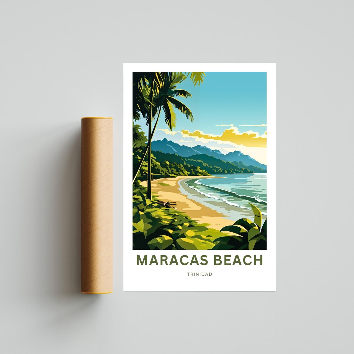 Maracas Beach Trinidad Tropical Palm Beach Bay Travel Poster - Image 4