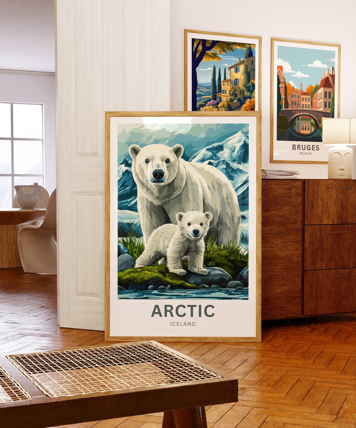 Arctic Iceland Polar Bear Cub Glacial Mountains Travel Poster - Image 5