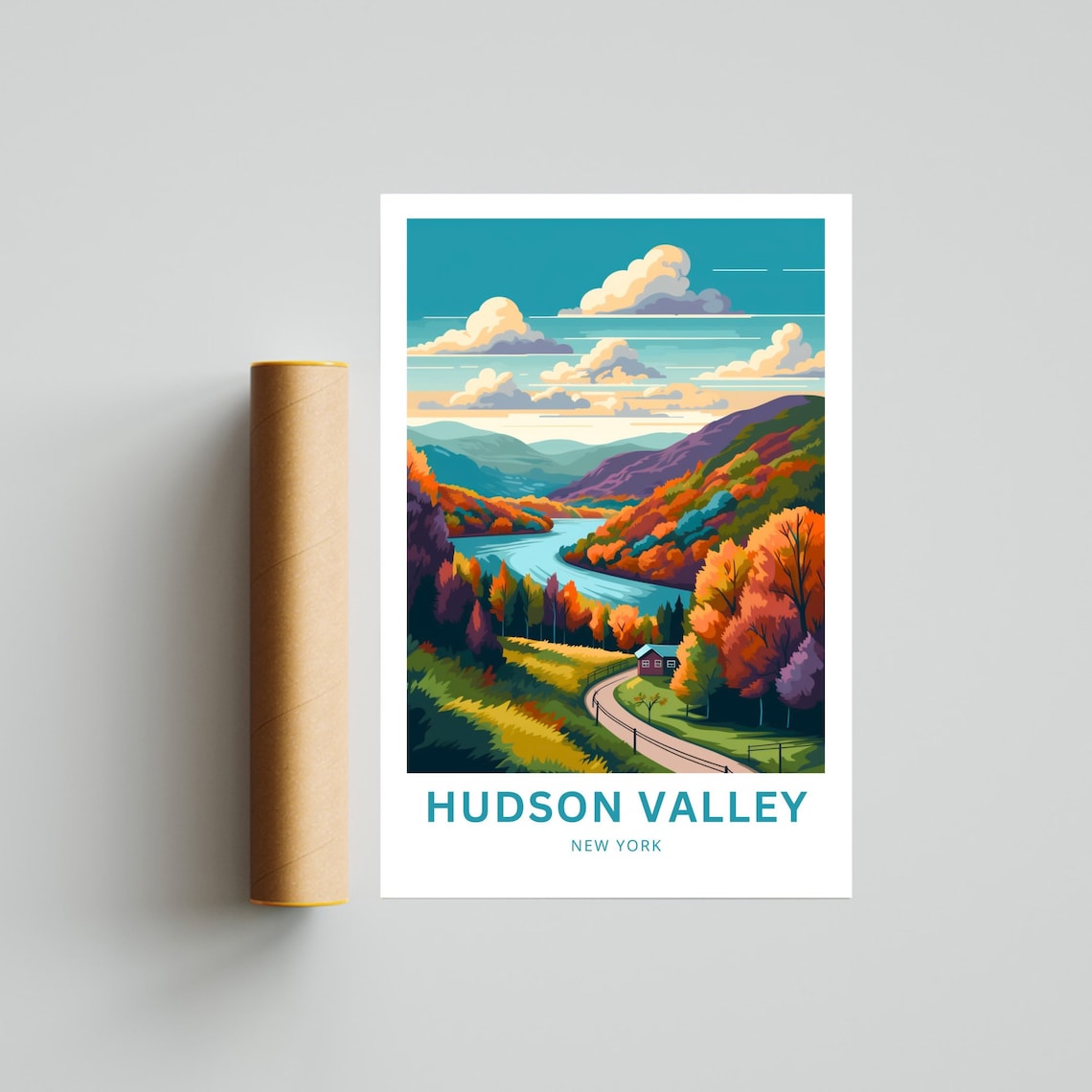 Hudson Valley New York Personalized Autumn River Travel Poster - Image 4