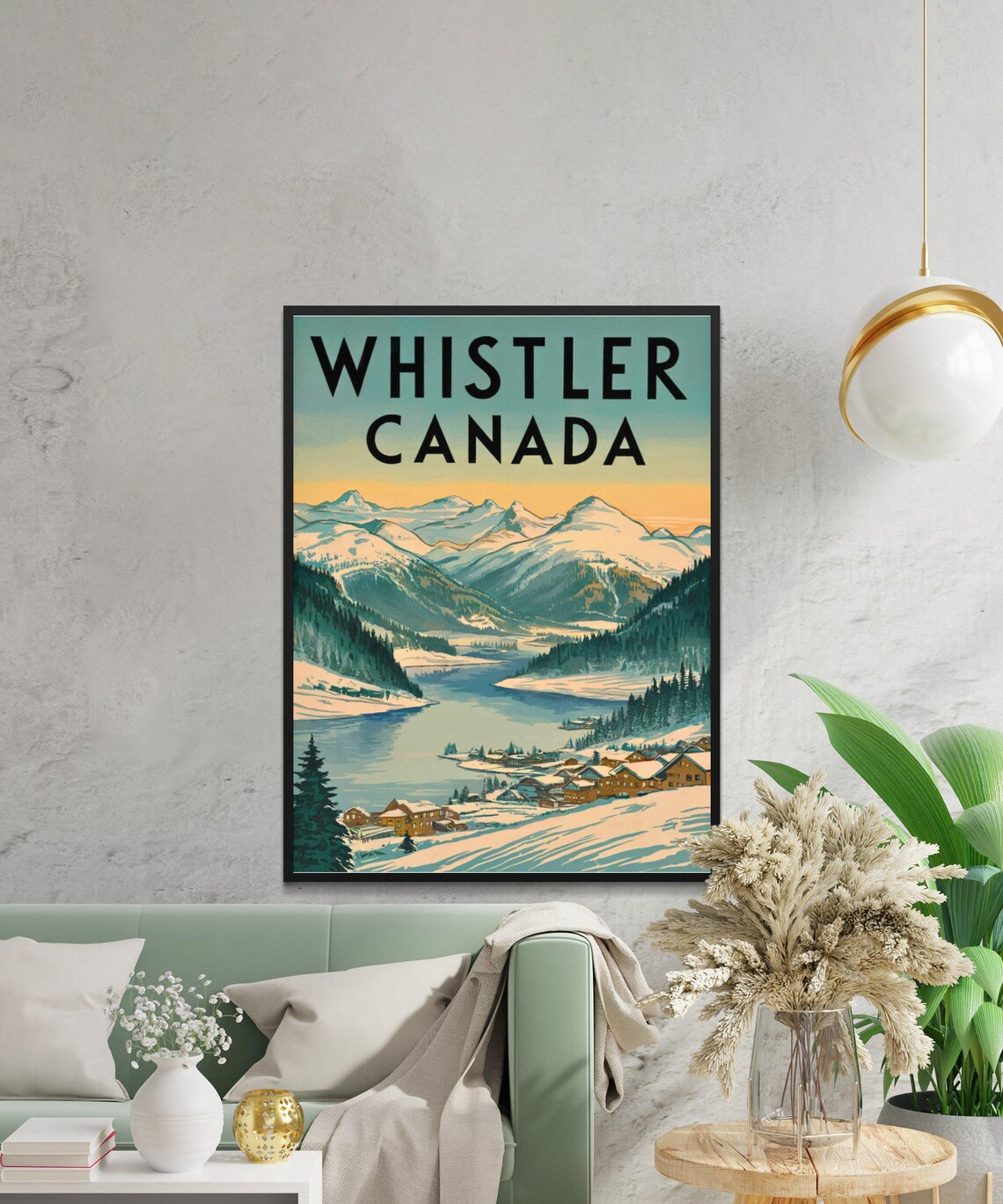 Whistler Canada Snowy Alpine Village Lake Vintage Travel Poster - Image 3