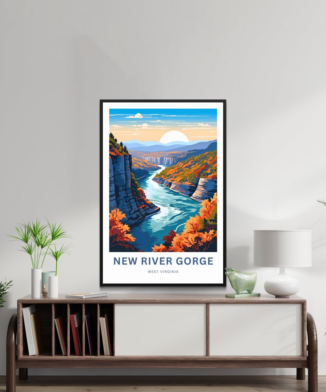 New River Gorge West Virginia River Canyon Vista Travel Poster - Image 2