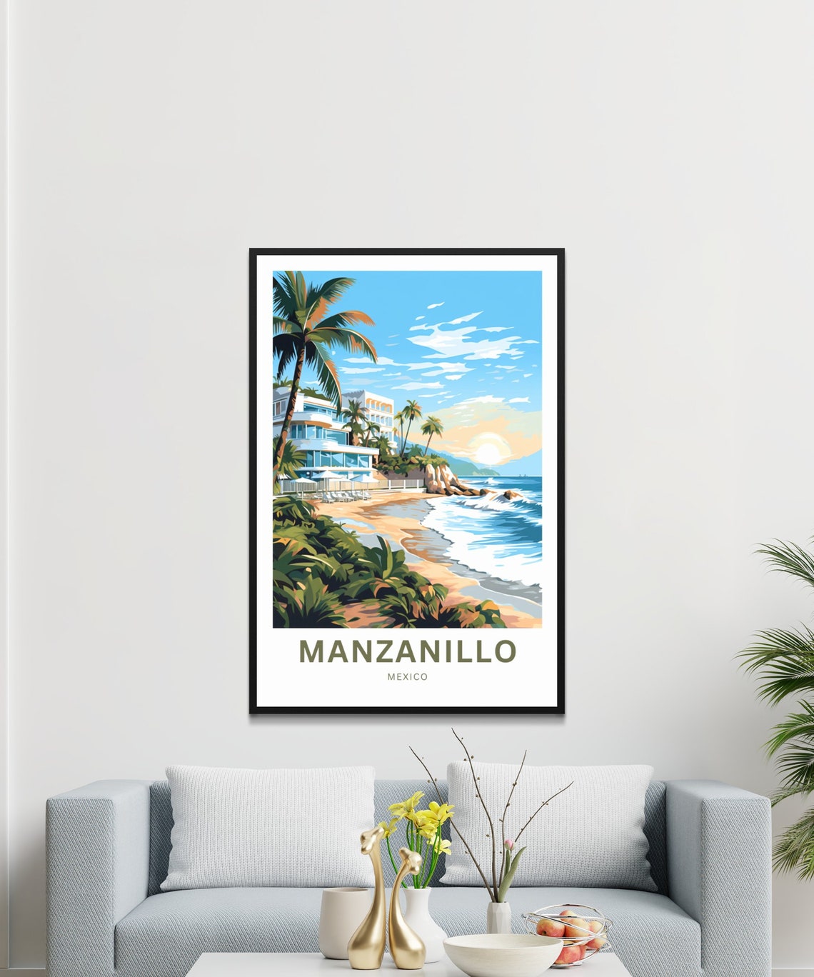 Personalized Manzanillo Travel Print Manzanillo Poster Mexico Wall Art Framed Present Gift Mexico Present - Image 3