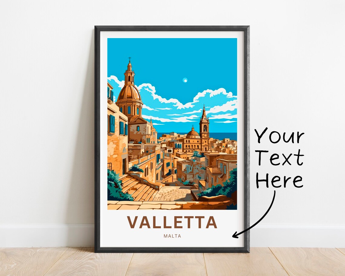 Personalized Valletta Malta Old Town Domes Street Scene Poster