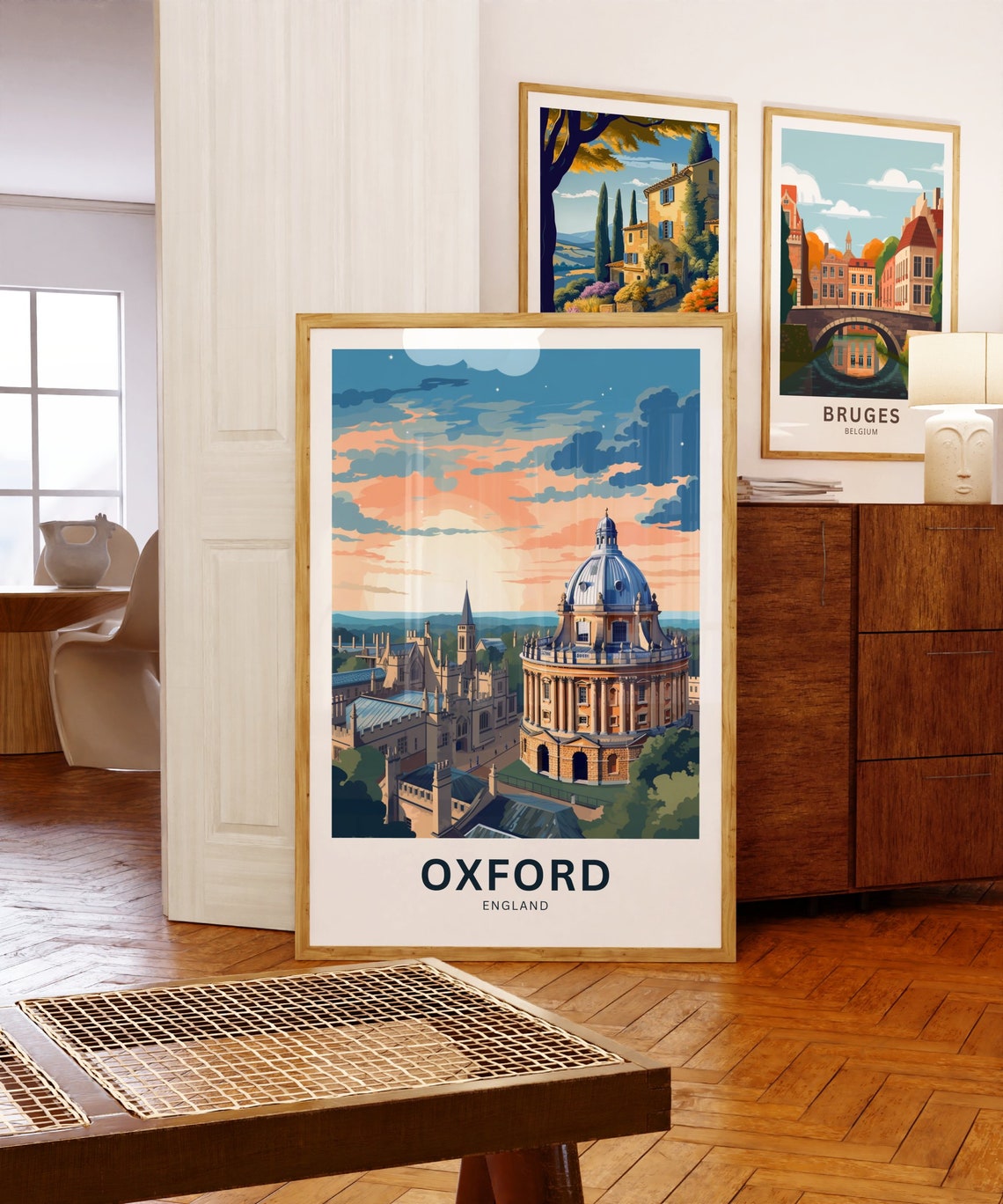 Oxford England Radcliffe Camera Sunset Skyline Travel Poster - Image 5