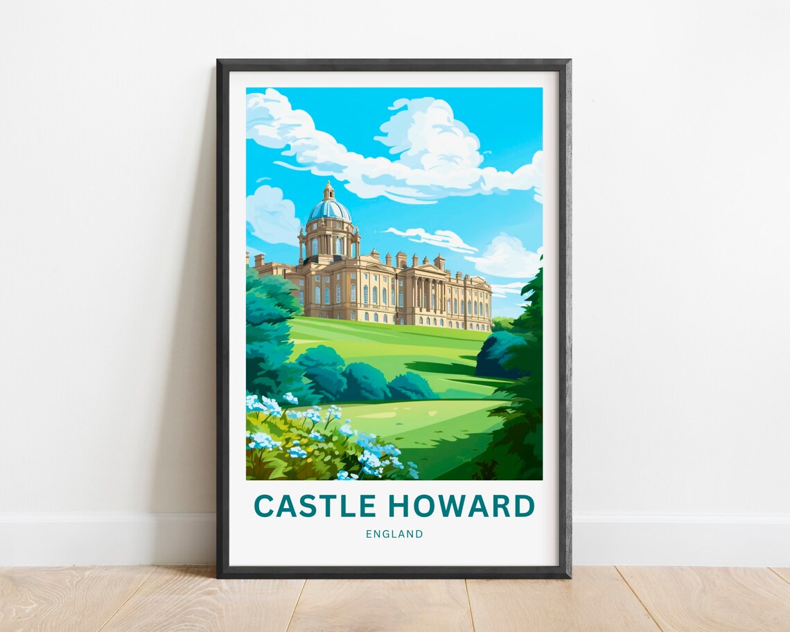 Castle Howard England Stately Home Vintage Travel Poster Lawn View