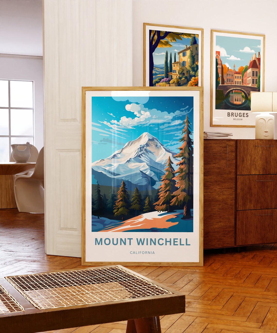 Mount Winchell California Snow Peak Starry Sky Pines Travel Poster - Image 5