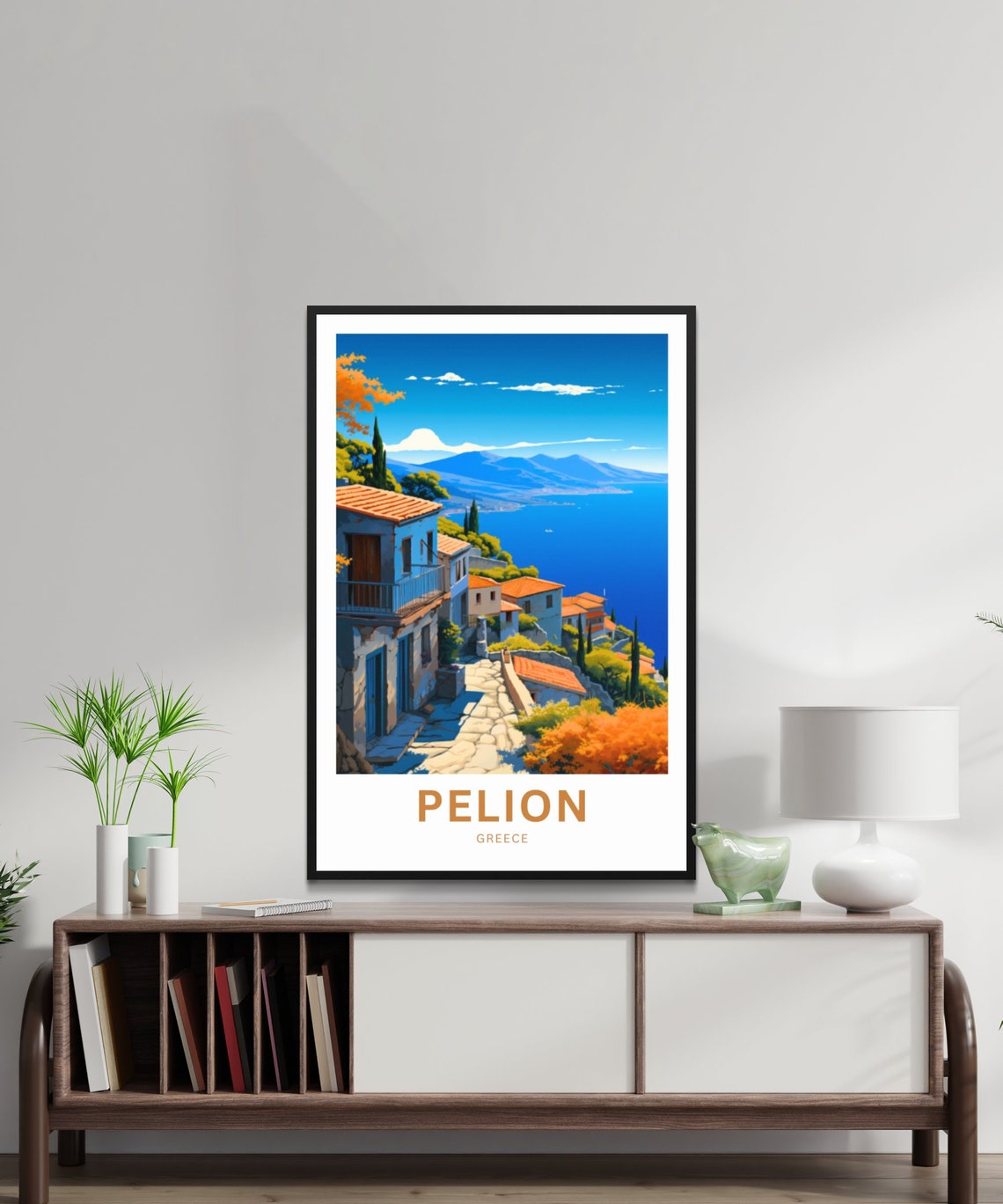 Pelion Greece Hillside Village Over the Sparkling Sea Poster - Image 2