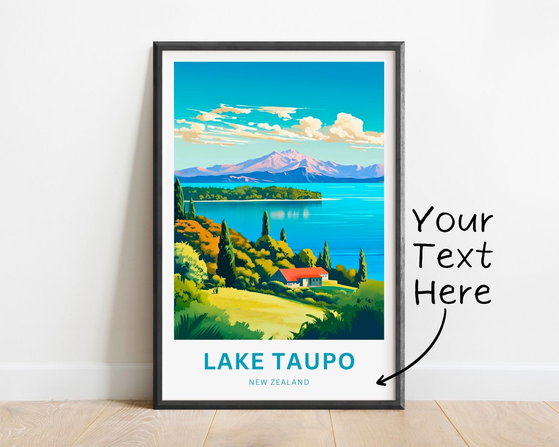 Personalized Lake Taupo New Zealand Hillside Villa Lake View Poster
