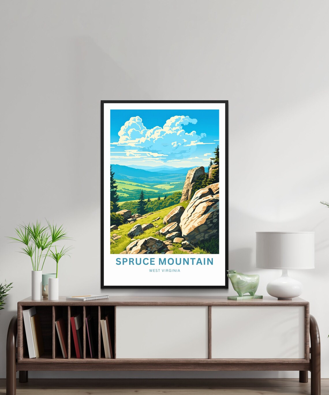 Spruce Mountain West Virginia Rocky Outcrop Vista Travel Poster - Image 2
