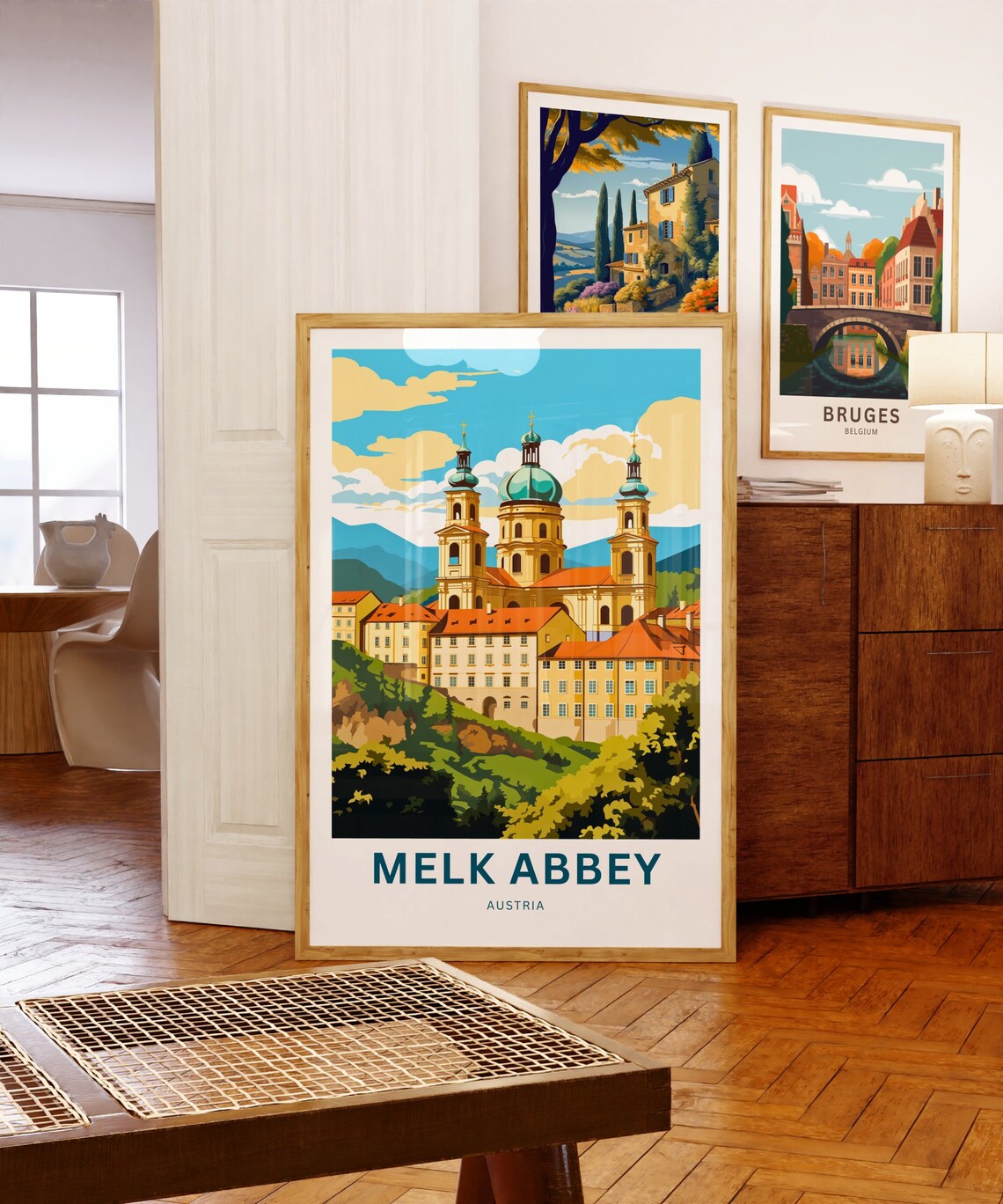 Melk Abbey Austria Baroque Church Golden Facade Travel Poster - Image 3