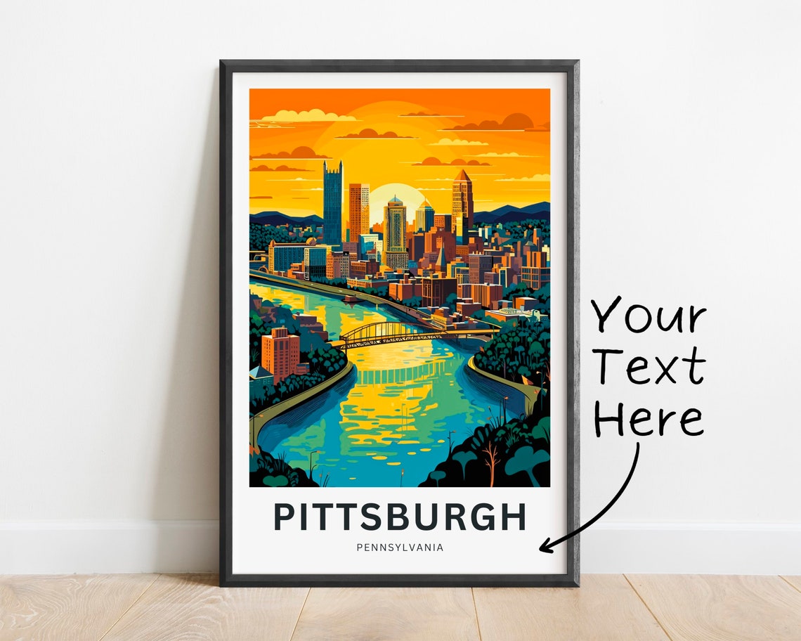 Personalized Pittsburgh Pennsylvania Sunset City River Bend Poster